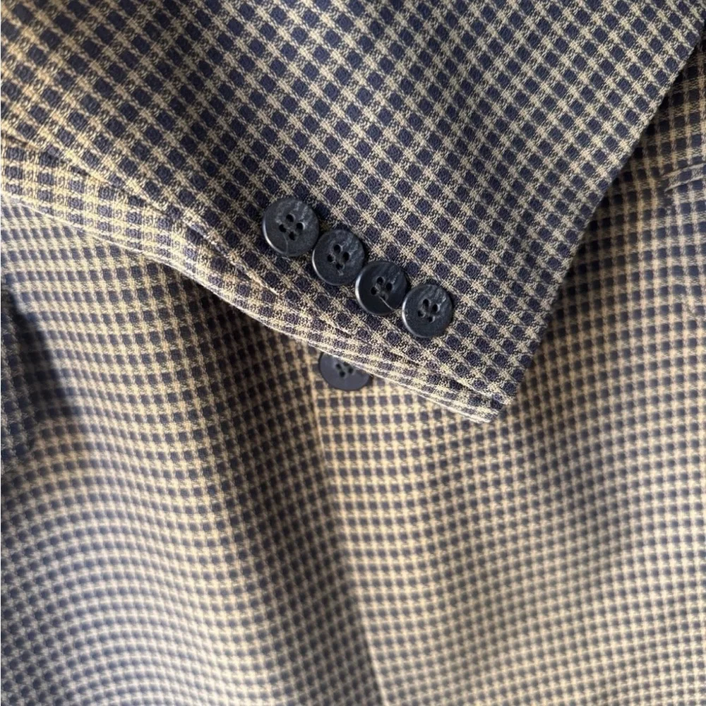 ZYLOS 42R Brown Houndstooth Pattern 100% Wool 3‎ Button Blazer Suit Jacket